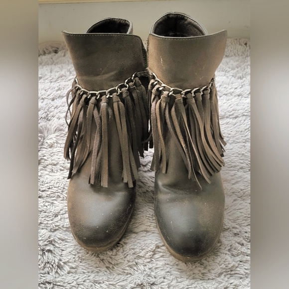 Pierre Dumas brown fringe/tassel ankle boot shoe size 8 - Picture 3 of 7